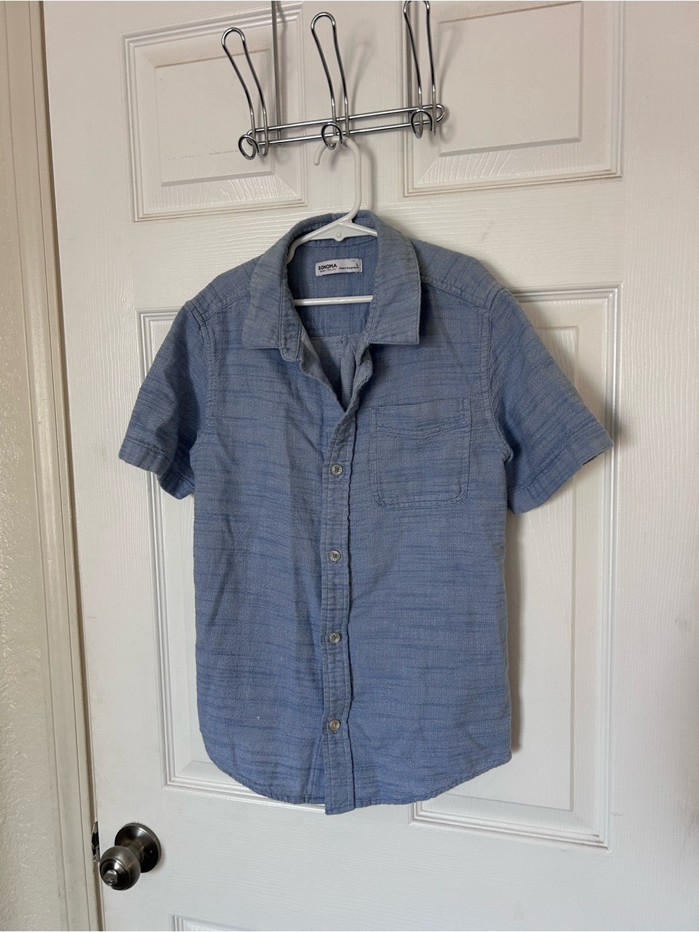 Boys Sonoma Light Blue 100% Cotton Short-Sleeve Button-Down Shirt